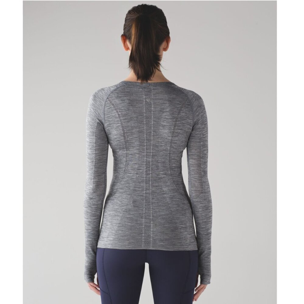 Lululemon Swiftly Tech Long Sleeve Crew Top Slate Grey White Running Women's 6 - Picture 2 of 8